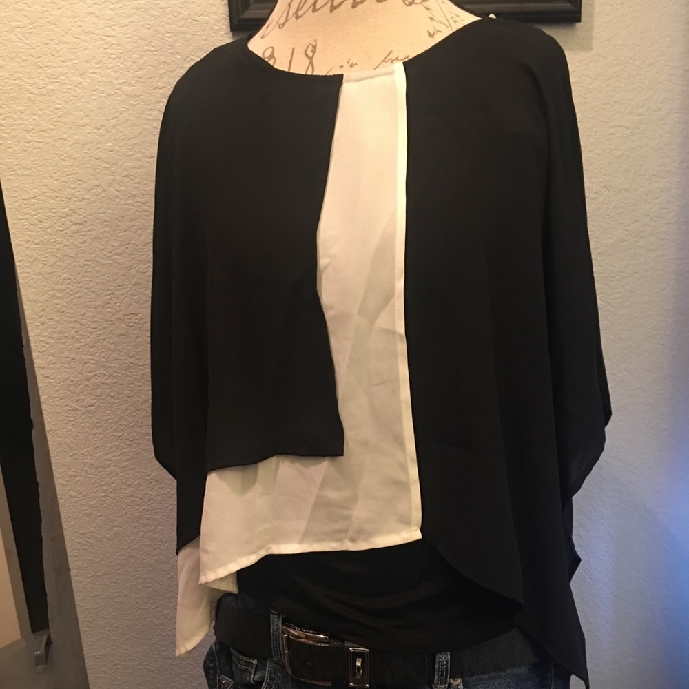 Black and white chiffon top